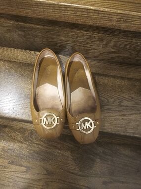 Michael Kors Tan Leather MK Logo Ballet Flats